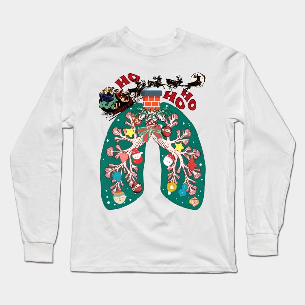 Respiratory Therapist Funny Decorated Lungs Xmas Long Sleeve T-Shirt by alcoshirts